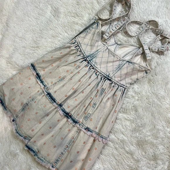 LoveShackFancy Dorna Dress Acid Wash Pink Mini Ruffle - Picture 8 of 9